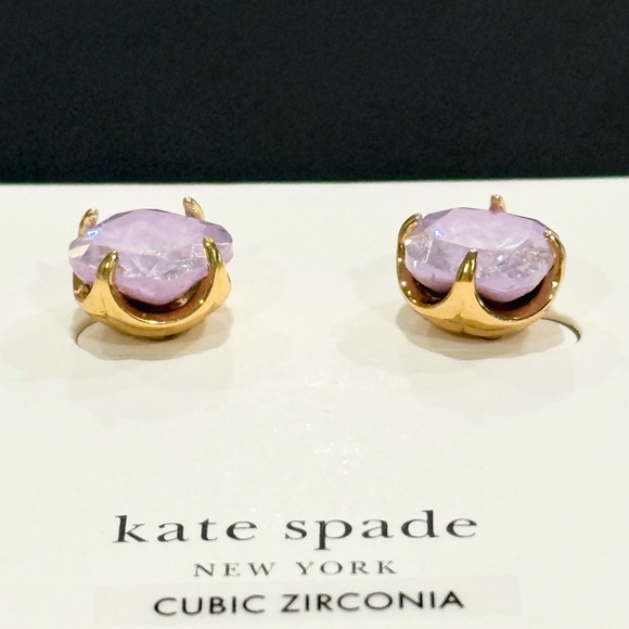 Kate Spade Gold-Tone Color Lilac Cubic Zirconia Stud Earrings - Picture 2 of 6